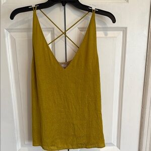 CHELSEA28 Mustard Yellow Spaghetti Strap Camisole Women's Top, Size Medium